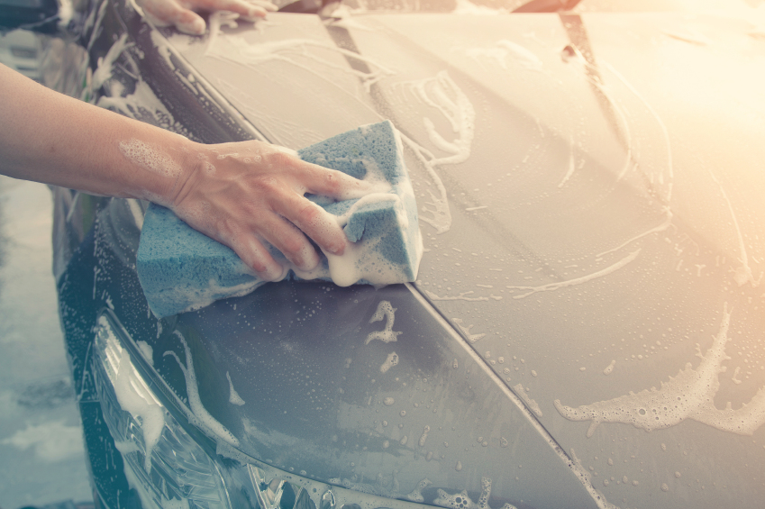 sponge over the car for washing made with color filters